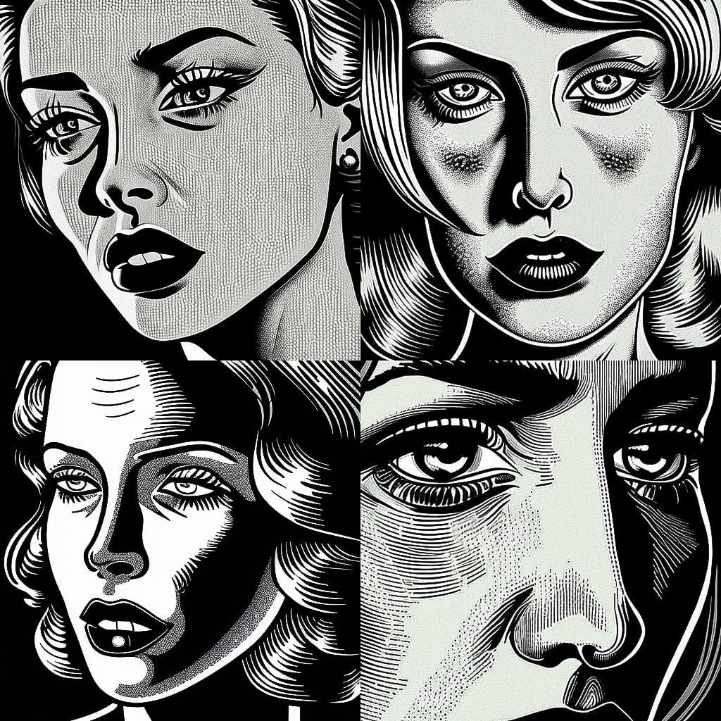 Charles Burns style, Midjourney V4, render 1 of 4