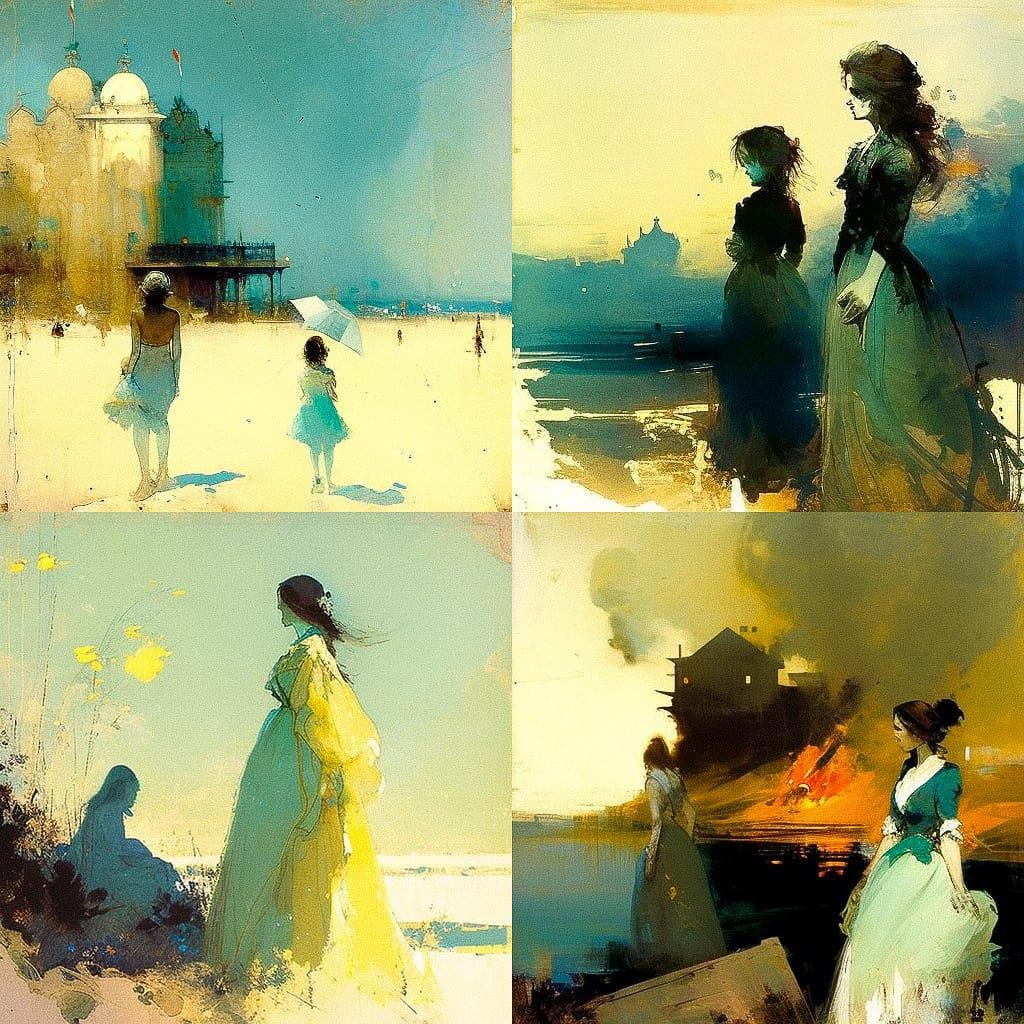 Charles Conder style, Midjourney V4, render 1 of 4