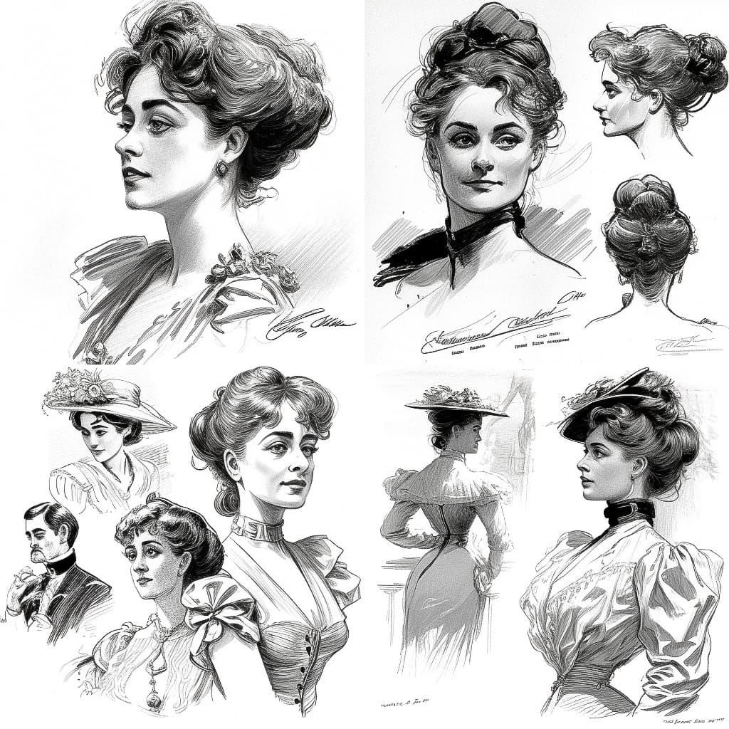 Charles Dana Gibson style, Midjourney V4, render 1 of 4