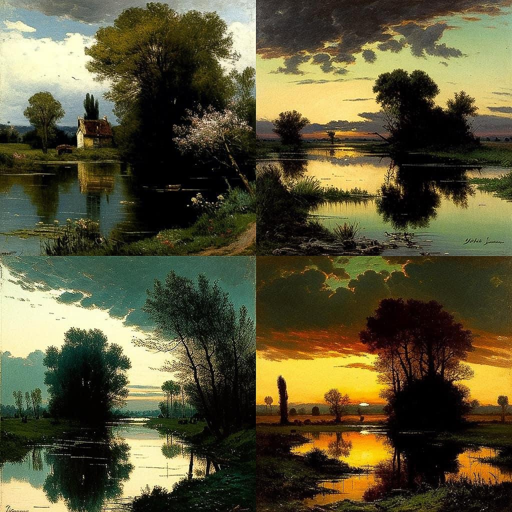 Charles-Francois Daubigny style, Midjourney V4, render 1 of 4