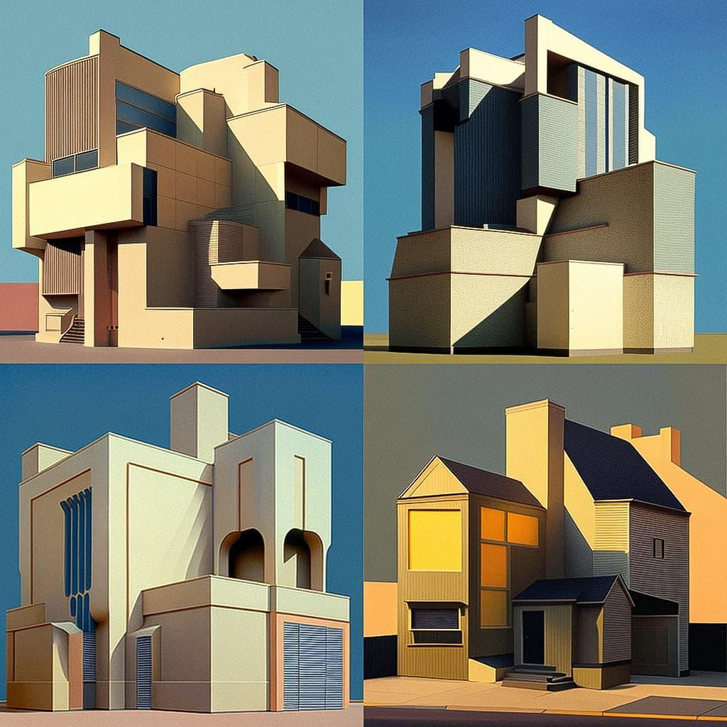 Charles Gwathmey style, Midjourney V4, render 1 of 4