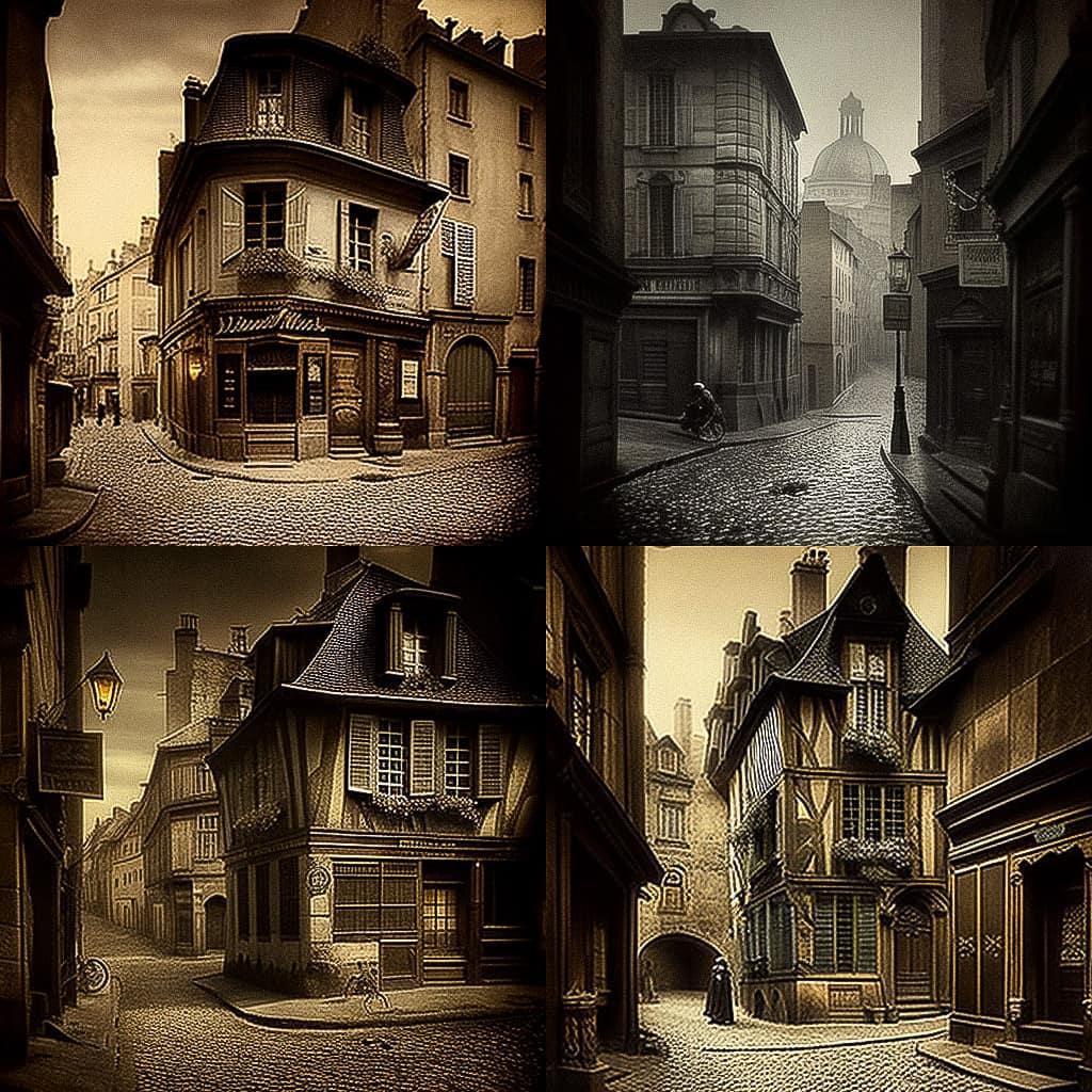 Charles Marville style, Midjourney V4, render 1 of 4