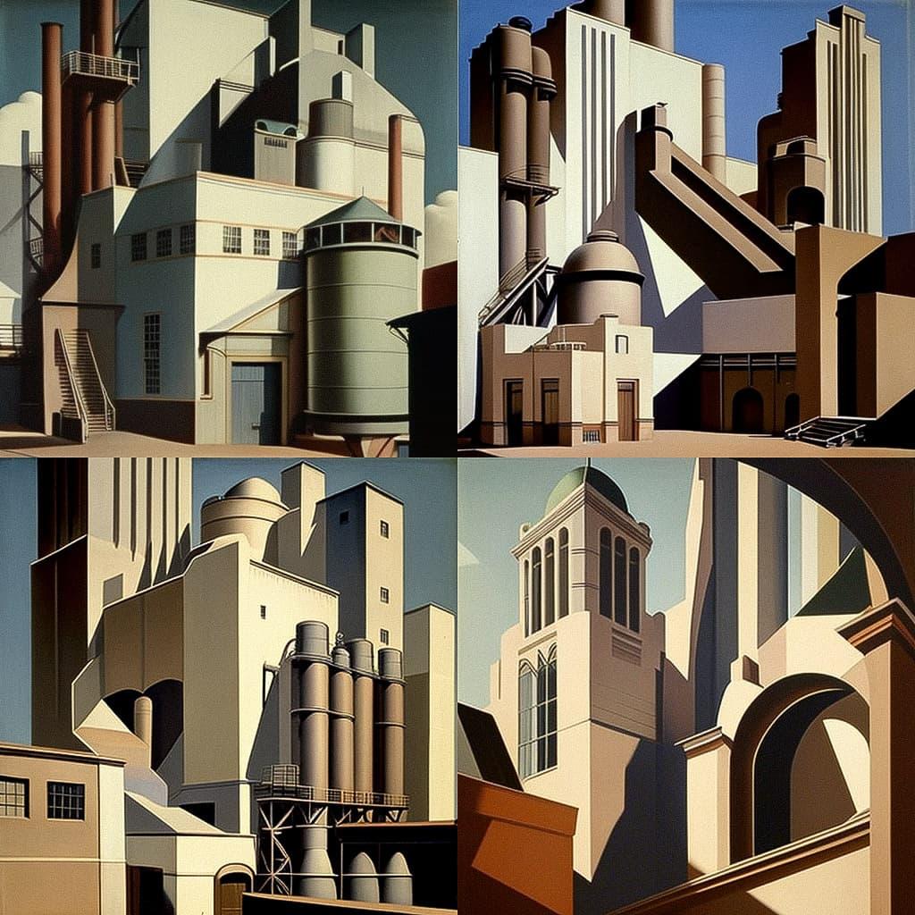 Charles Sheeler style, Midjourney V4, render 1 of 4
