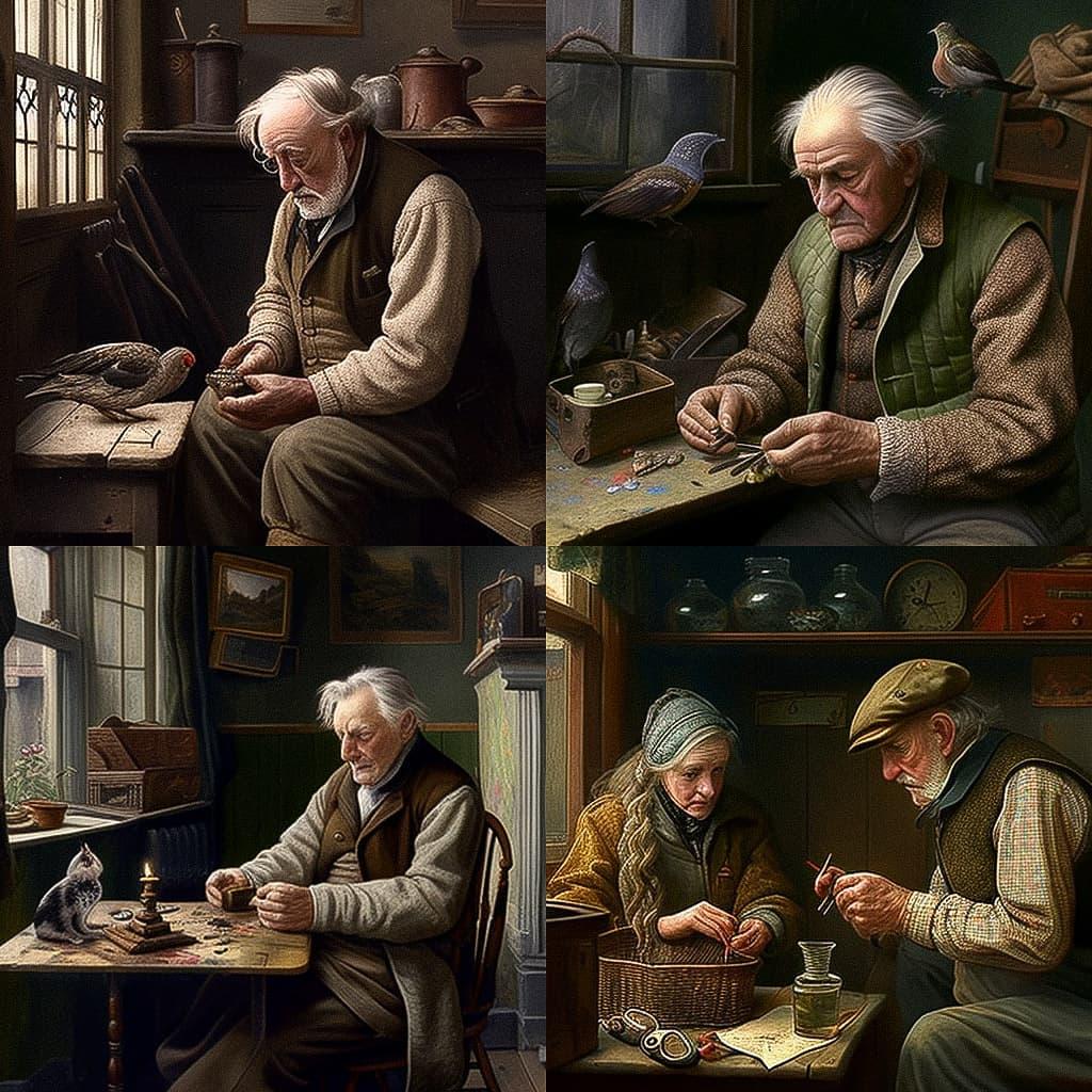 Charles Spencelayh style, Midjourney V4, render 1 of 4