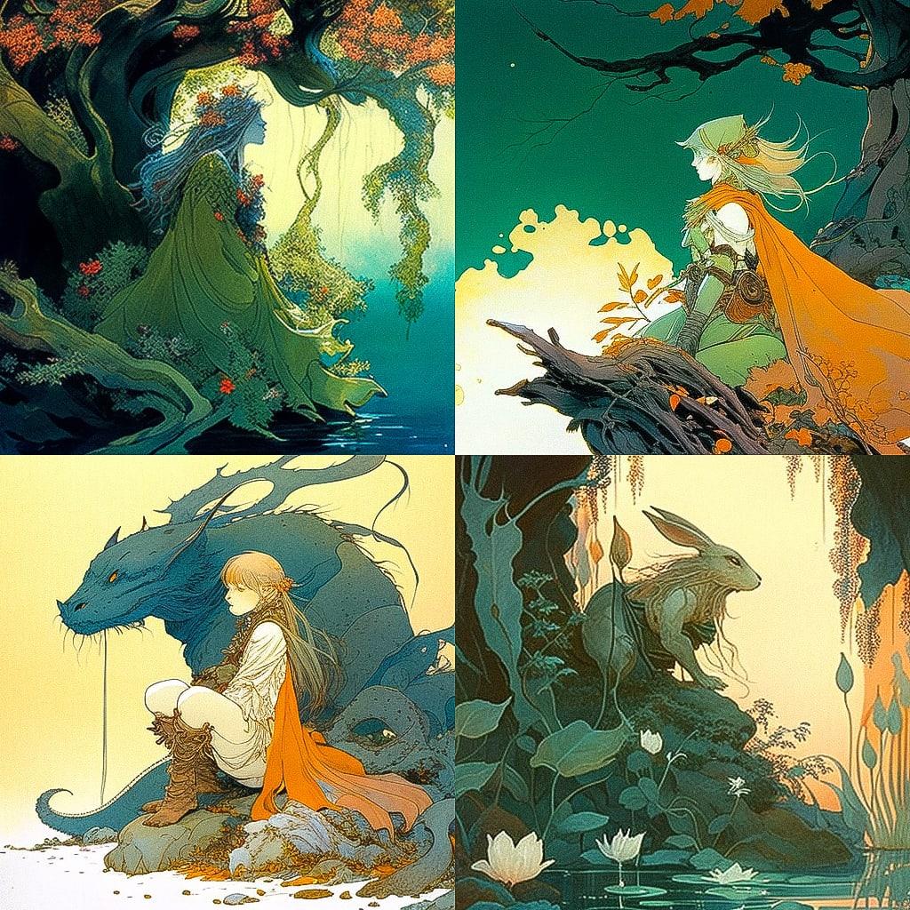 Charles Vess style, Midjourney V4, render 1 of 4