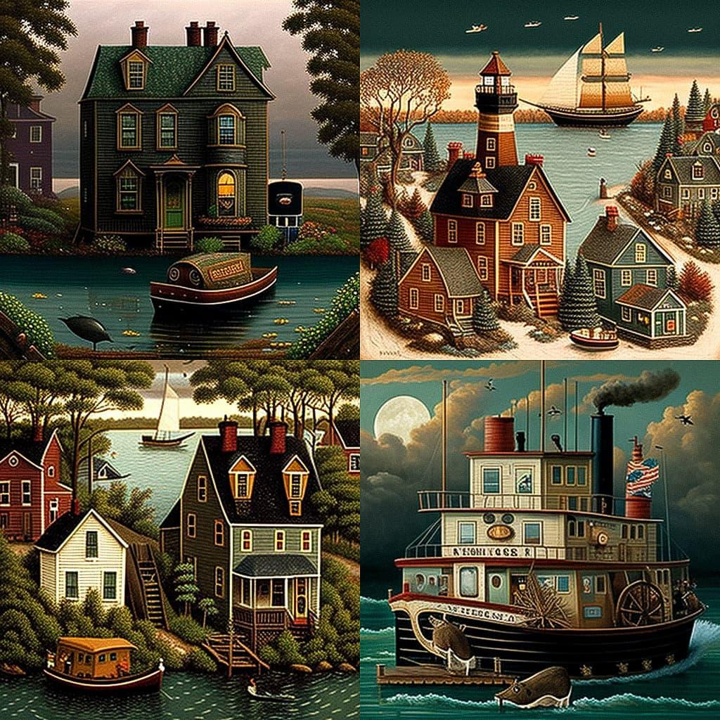 Charles Wysocki style, Midjourney V4, render 1 of 4