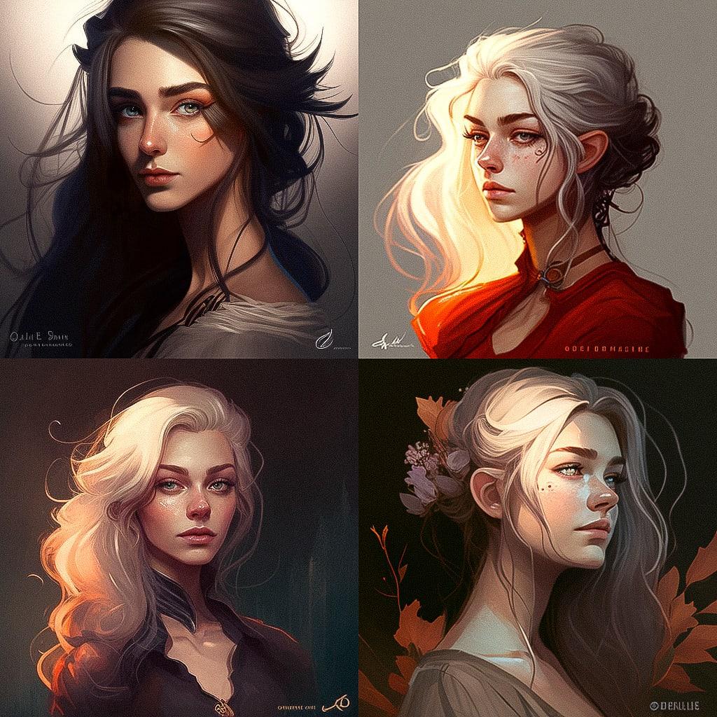 Charlie Bowater style, Midjourney V4, render 1 of 4