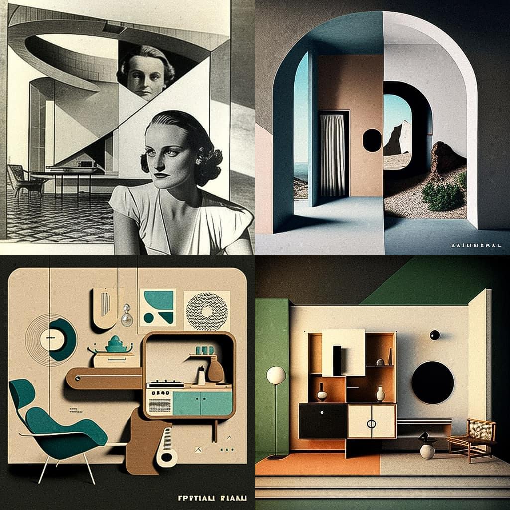 Charlotte Perriand style, Midjourney V4, render 1 of 4