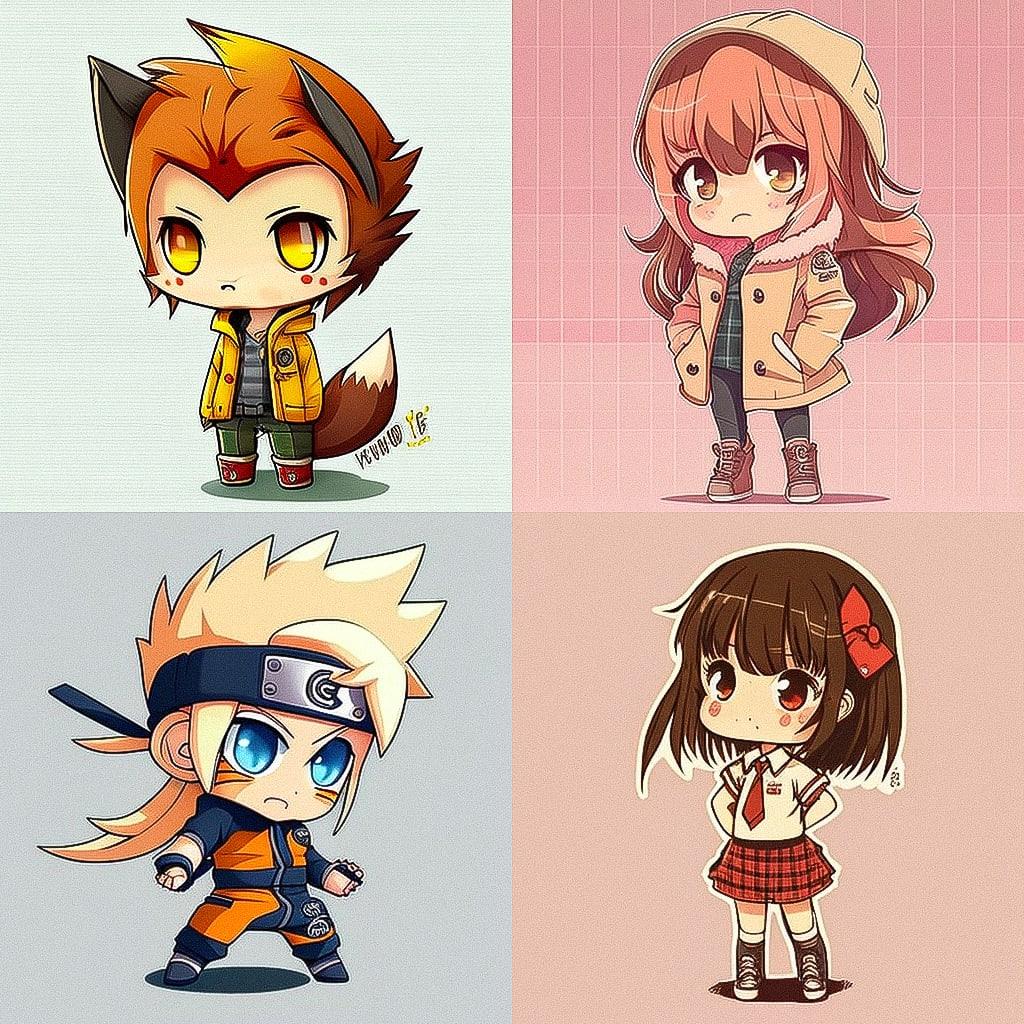 Chibi anime style style, Midjourney V4, render 1 of 4