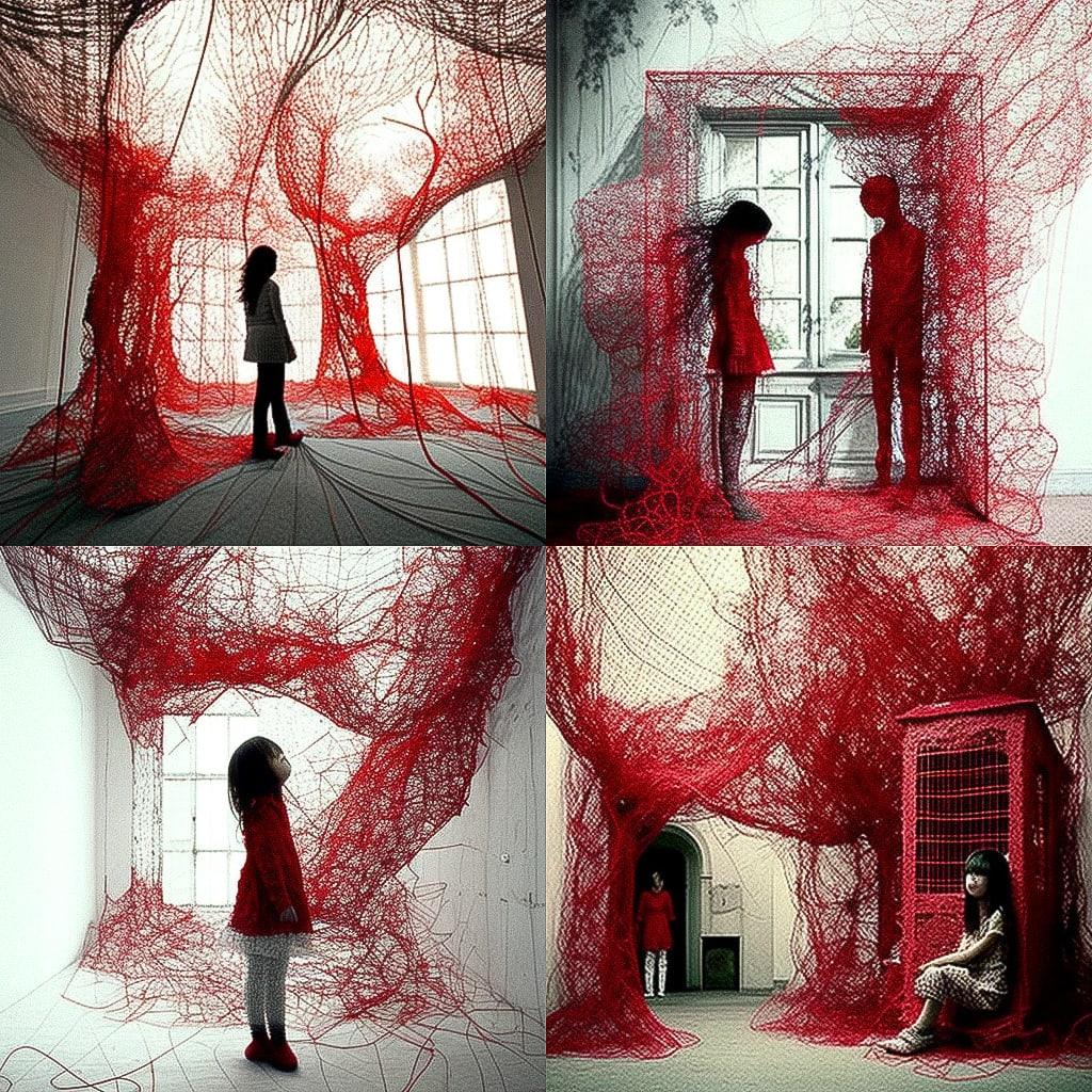 Chiharu Shiota style, Midjourney V4, render 1 of 4