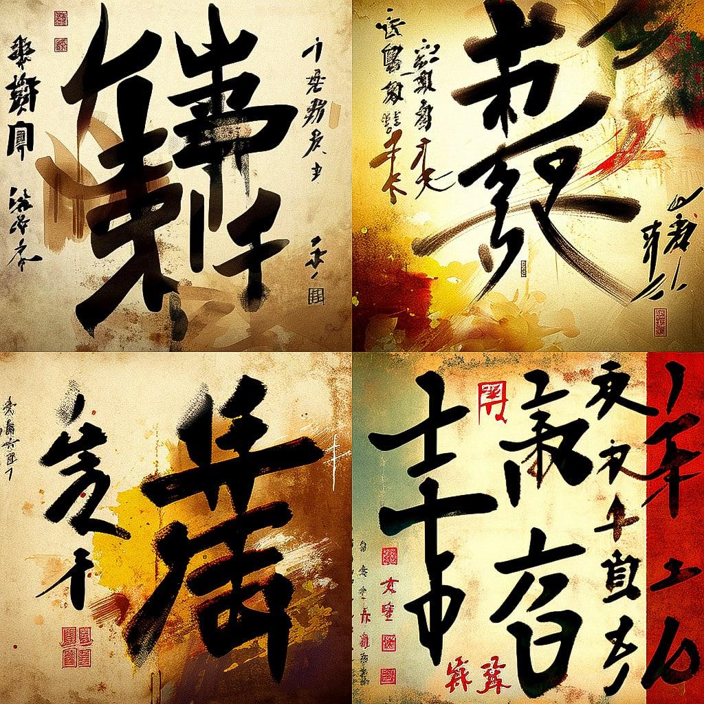 Chinese calligraphy style, Midjourney V4, render 1 of 4