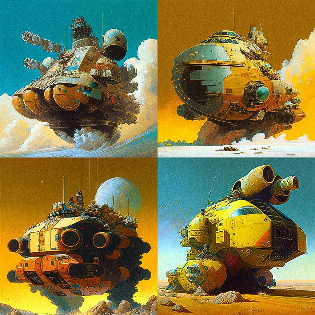 Chris Foss style, Midjourney V4, render 1 of 4