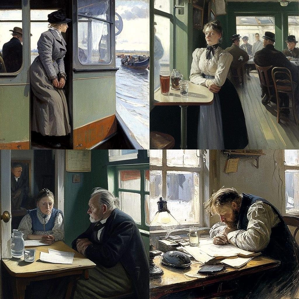 Christian Krohg style, Midjourney V4, render 1 of 4