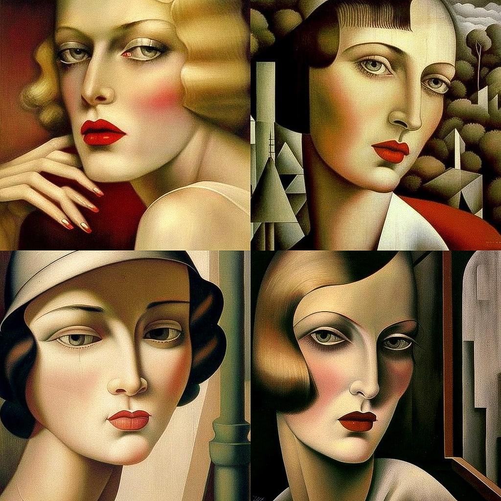 Christian Schad style, Midjourney V4, render 1 of 4