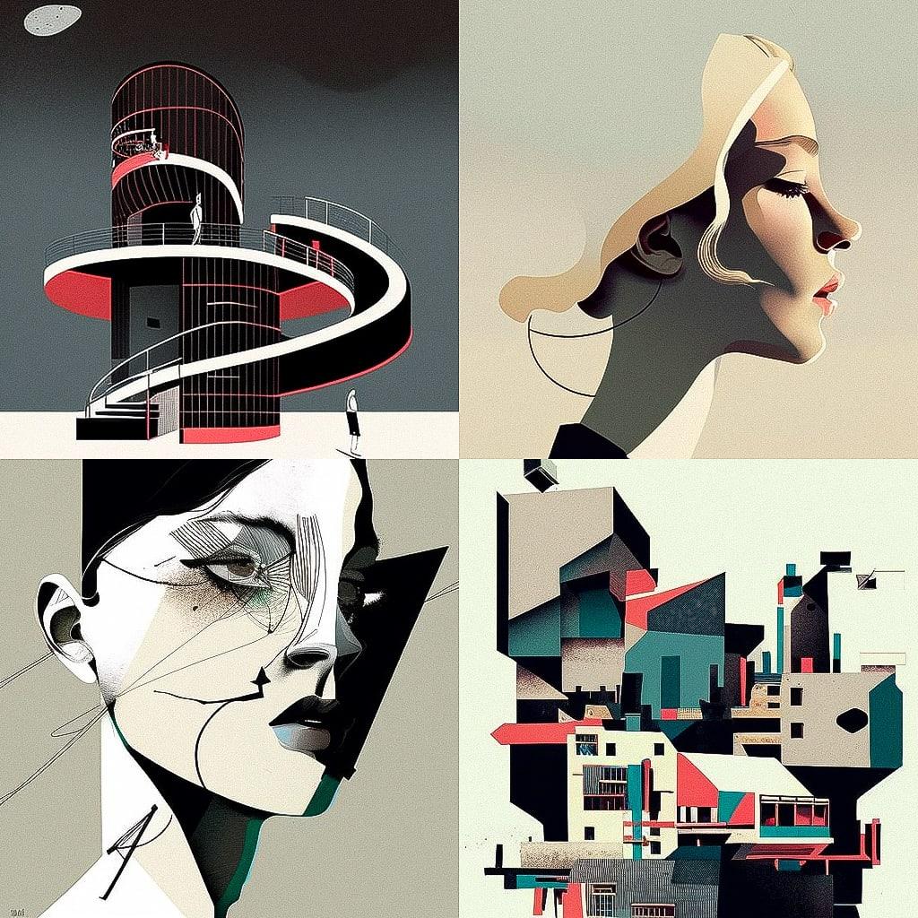 Christoph Niemann style, Midjourney V4, render 1 of 4