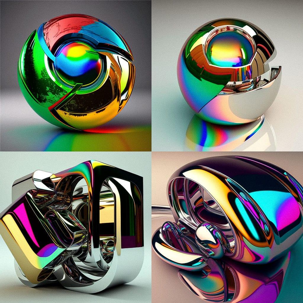 Chrome colors style, Midjourney V4, render 1 of 4