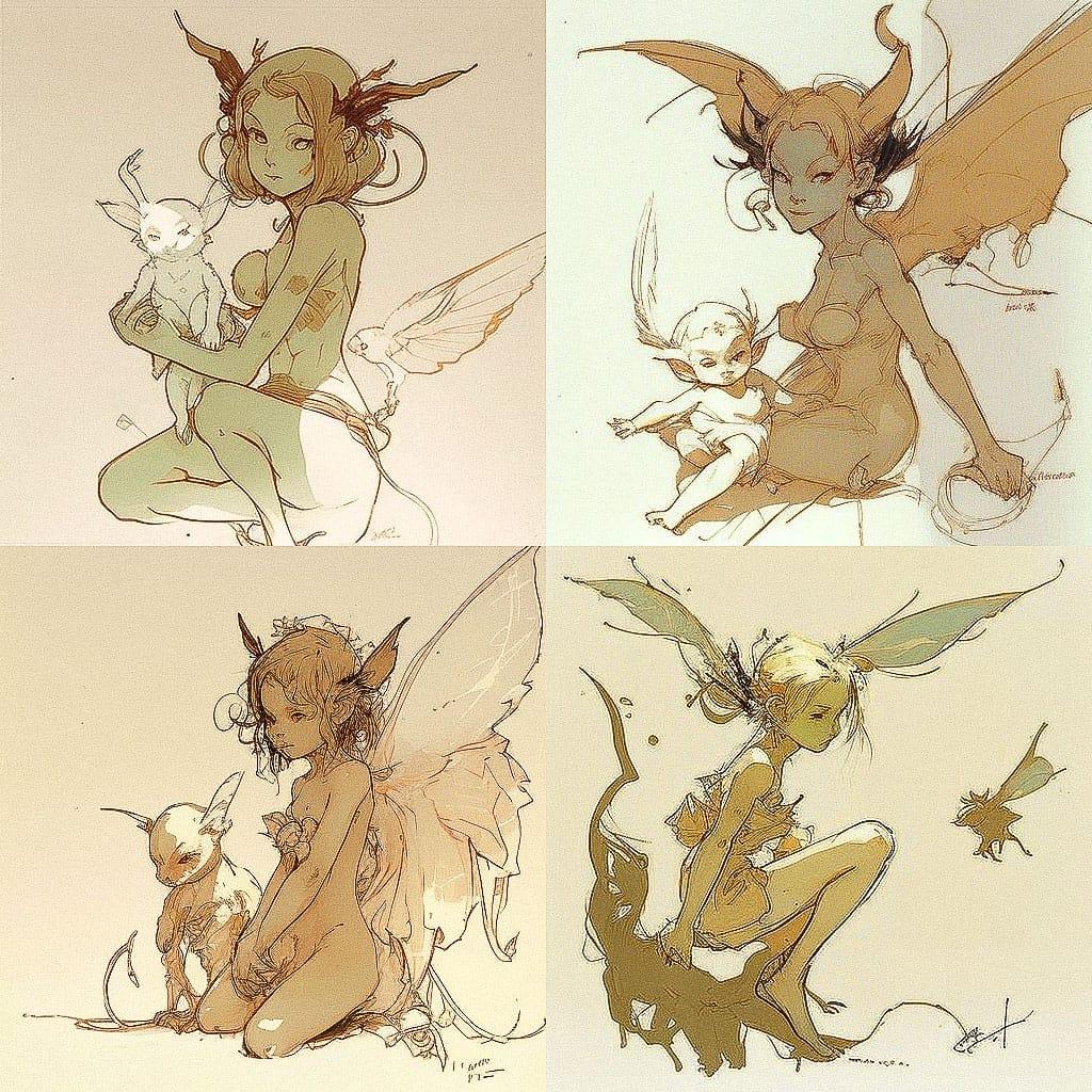 Claire Wendling style, Midjourney V4, render 1 of 4