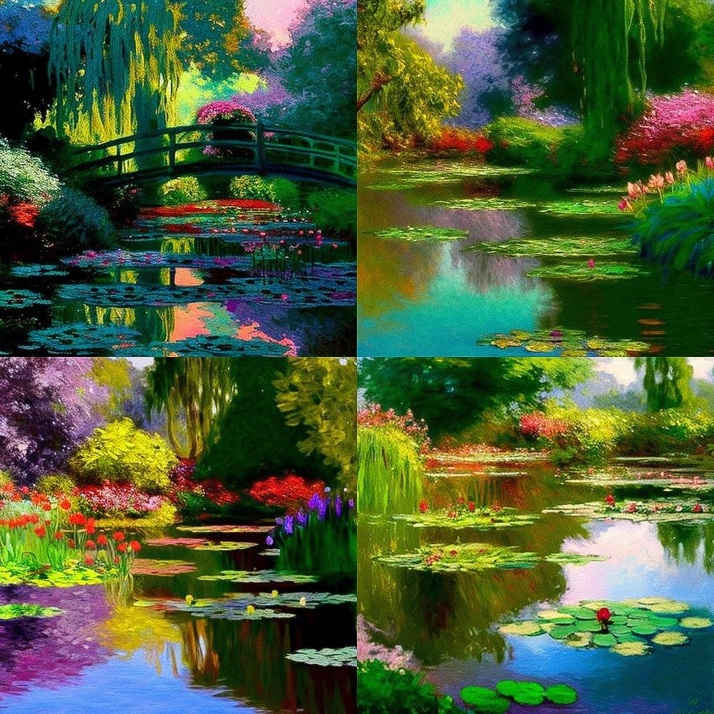 Claude Monet style, Midjourney V4, render 1 of 4