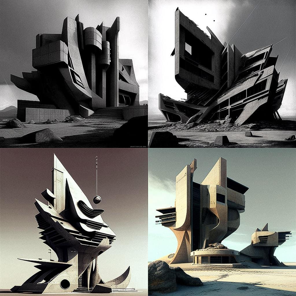 Claude Parent style, Midjourney V4, render 1 of 4