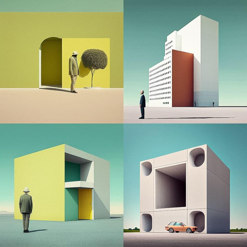 Clemens Ascher style, Midjourney V4, render 1 of 4