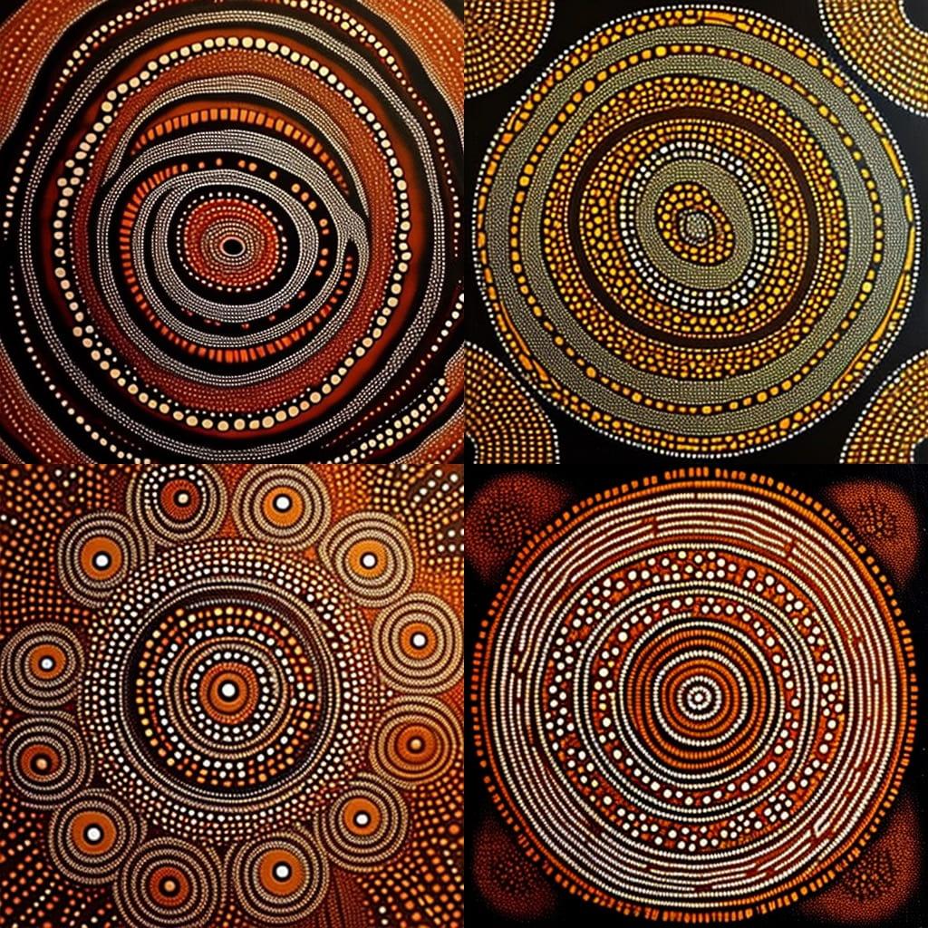 Clifford Possum Tjapaltjarri style, Midjourney V4, render 1 of 4