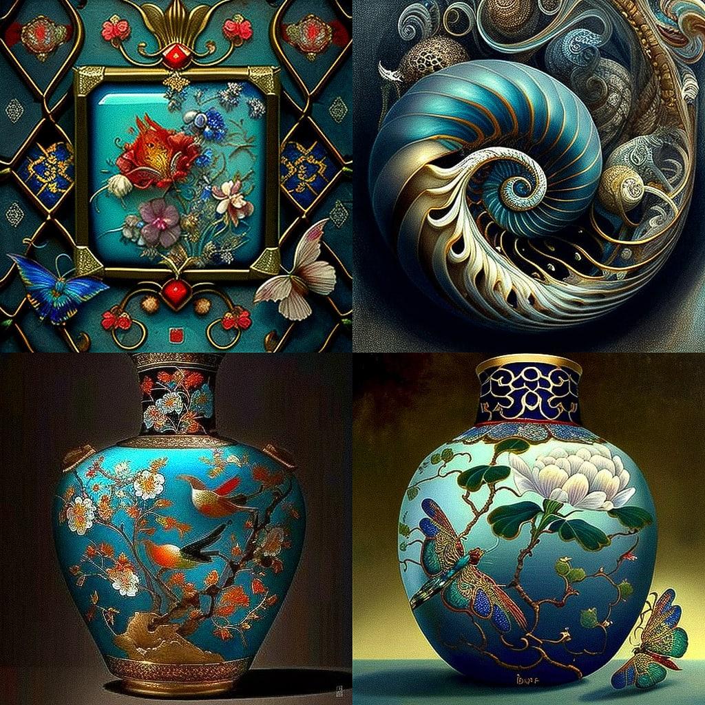 Cloisonnism style, Midjourney V4, render 1 of 4