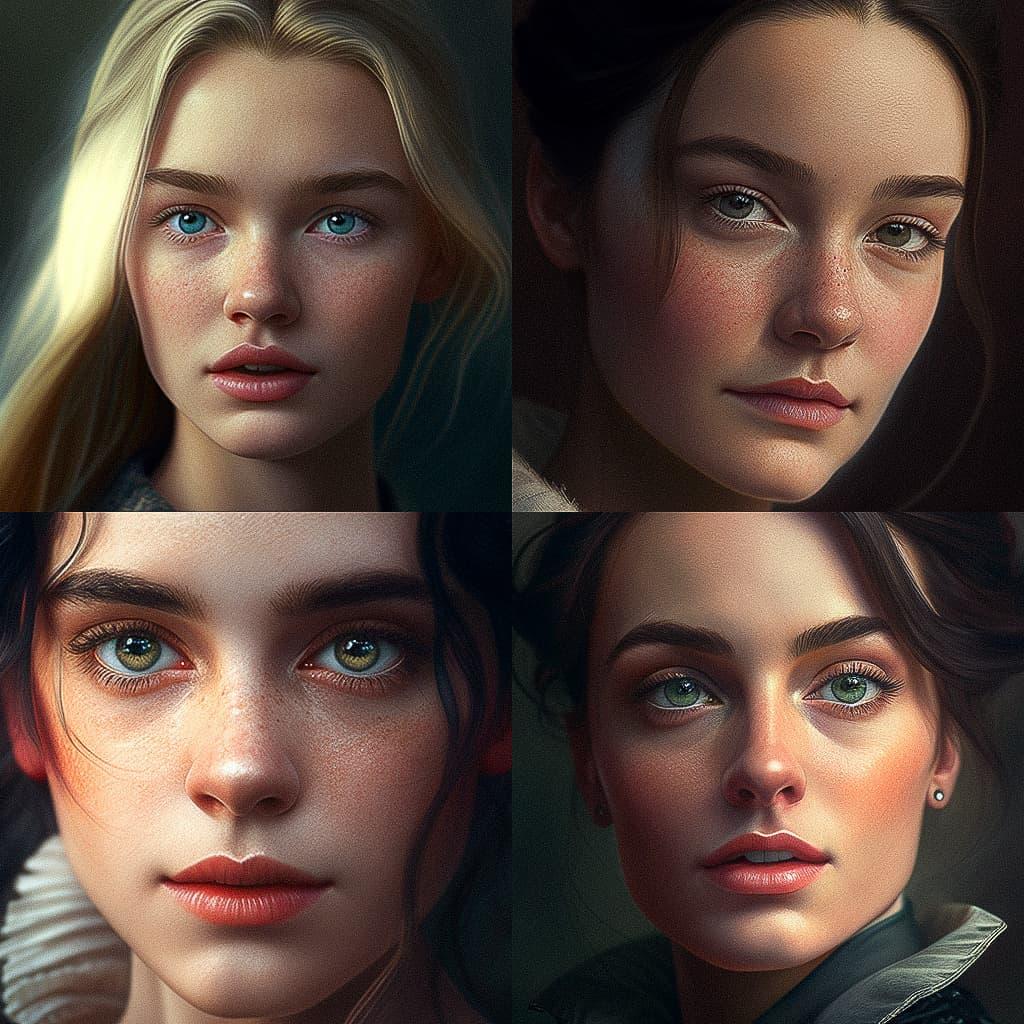 Close-up portrait style, Midjourney V4, render 1 of 4