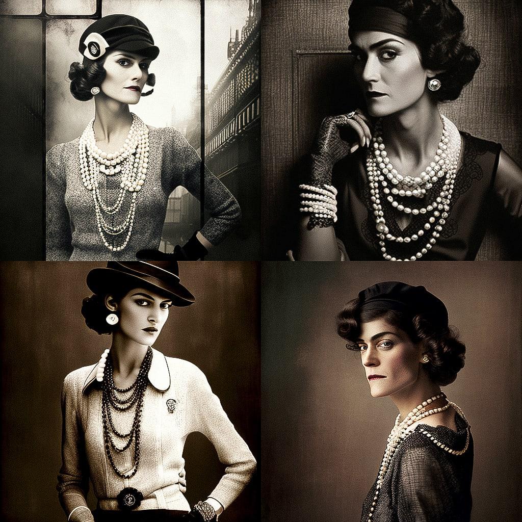 Coco Chanel style, Midjourney V4, render 1 of 4