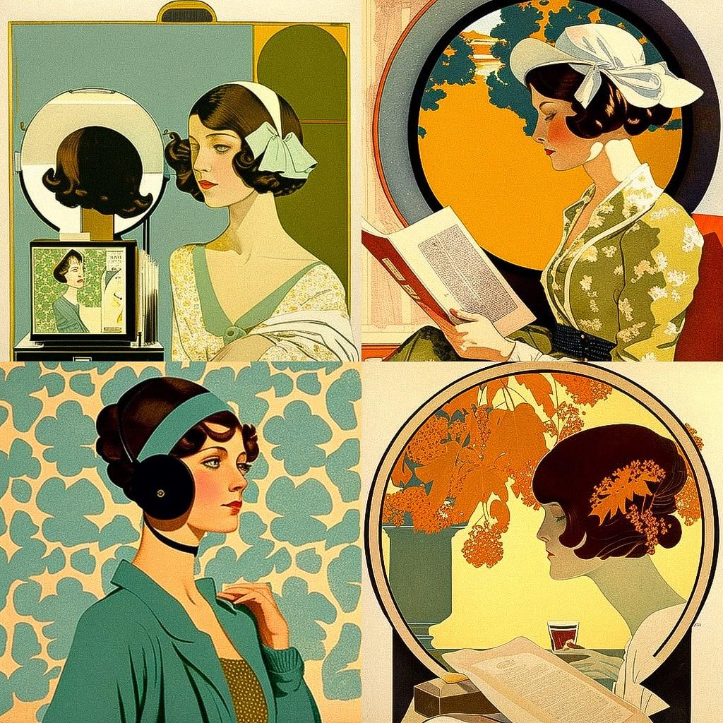 Coles Phillips style, Midjourney V4, render 1 of 4