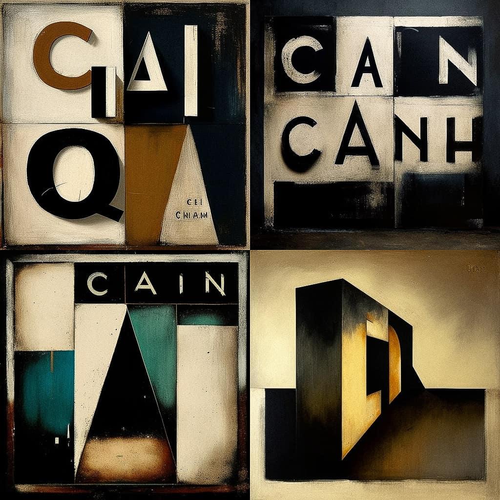 Colin McCahon style, Midjourney V4, render 1 of 4