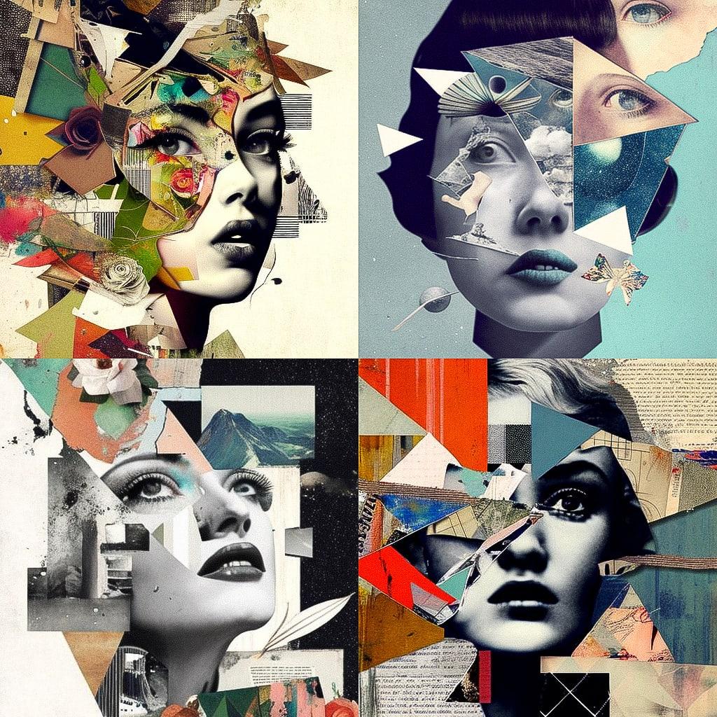 Collage style, Midjourney V4, render 1 of 4