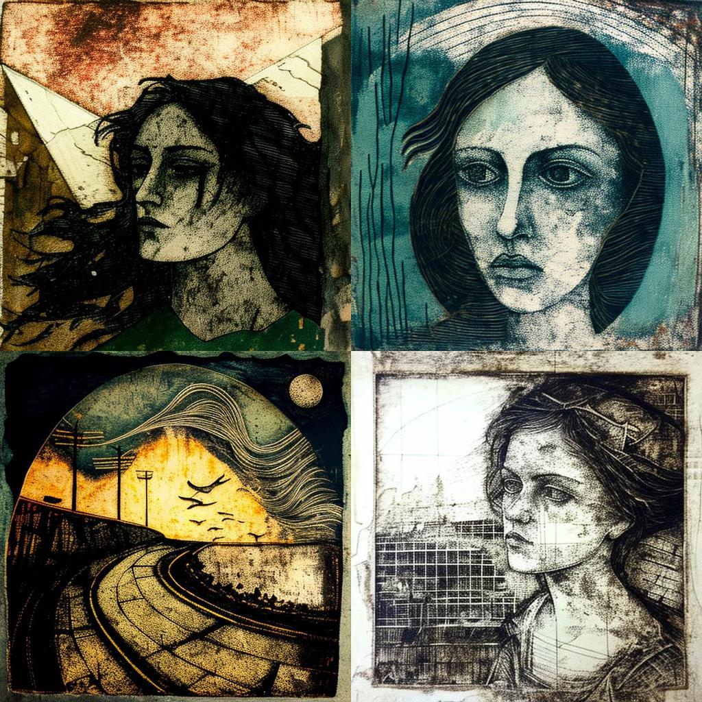 Collagraph style, Midjourney V4, render 1 of 4