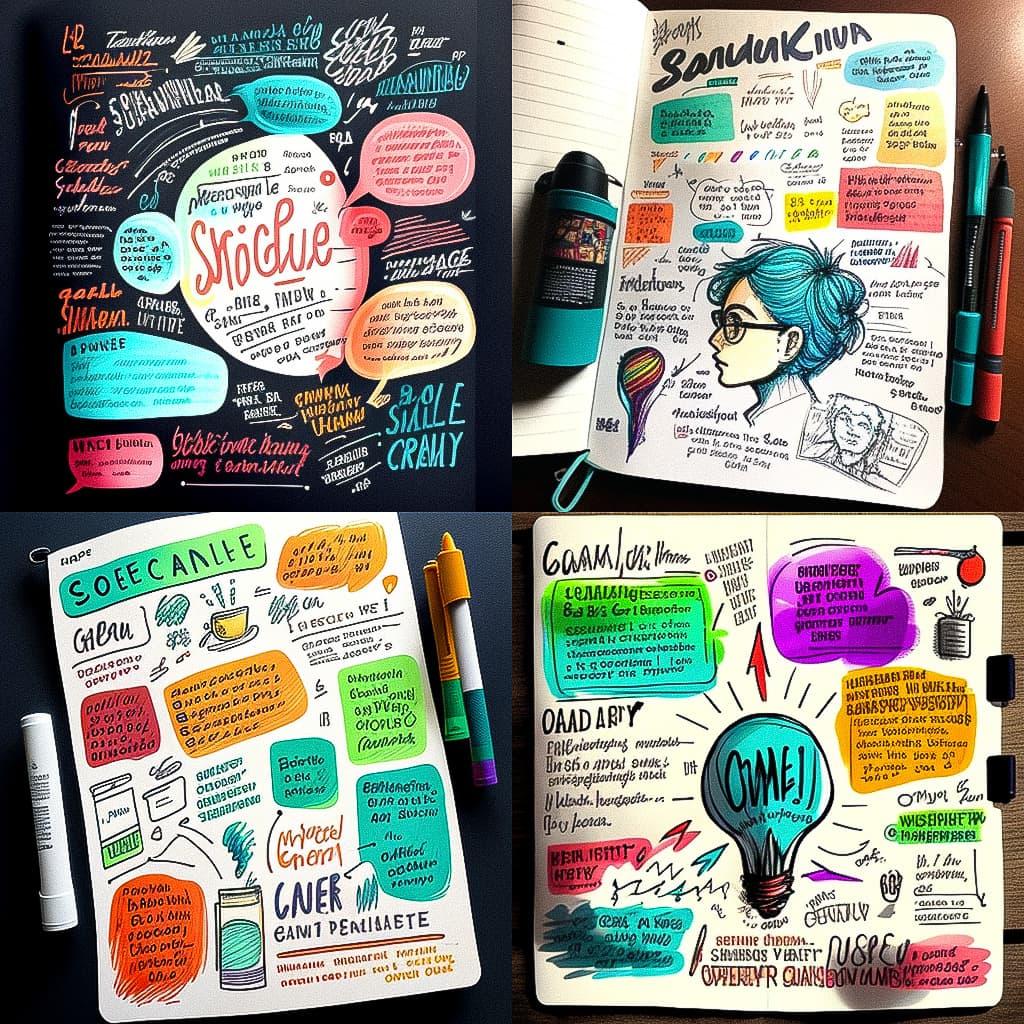 Color sketchnote style style, Midjourney V4, render 1 of 4