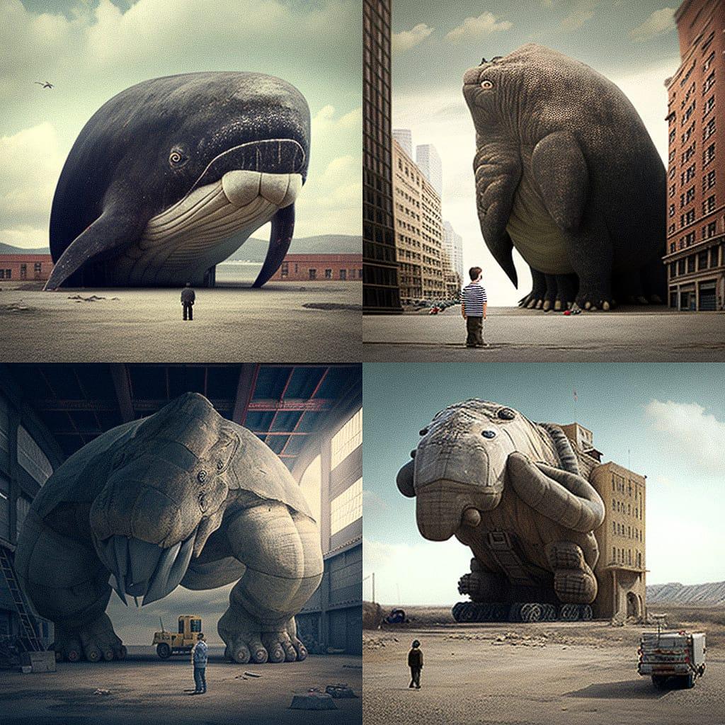 Colossal scale style, Midjourney V4, render 1 of 4