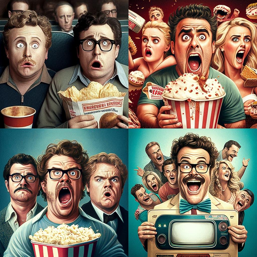 Comedy movie style, Midjourney V4, render 1 of 4