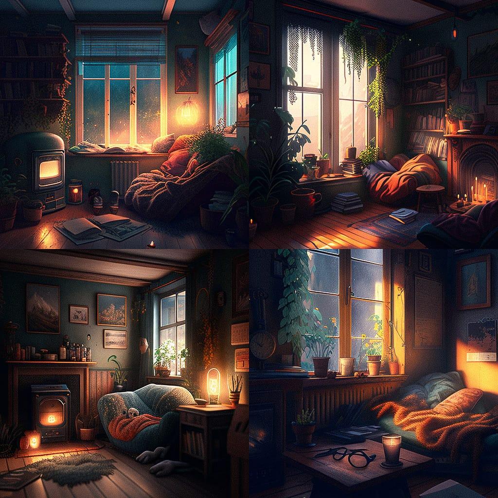 Comfy atmosphere style, Midjourney V4, render 1 of 4