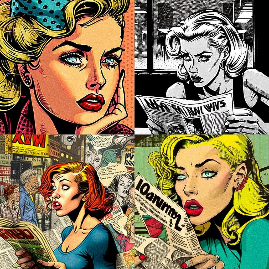 Comic strip style style, Midjourney V4, render 1 of 4