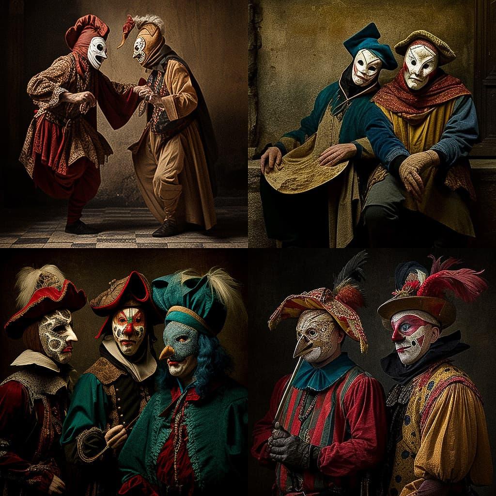 Commedia dell'Arte style, Midjourney V4, render 1 of 4
