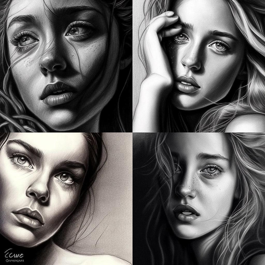 Conte drawing style, Midjourney V4, render 1 of 4
