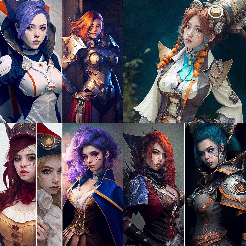 Cosplay fashion style, Midjourney V4, render 1 of 4