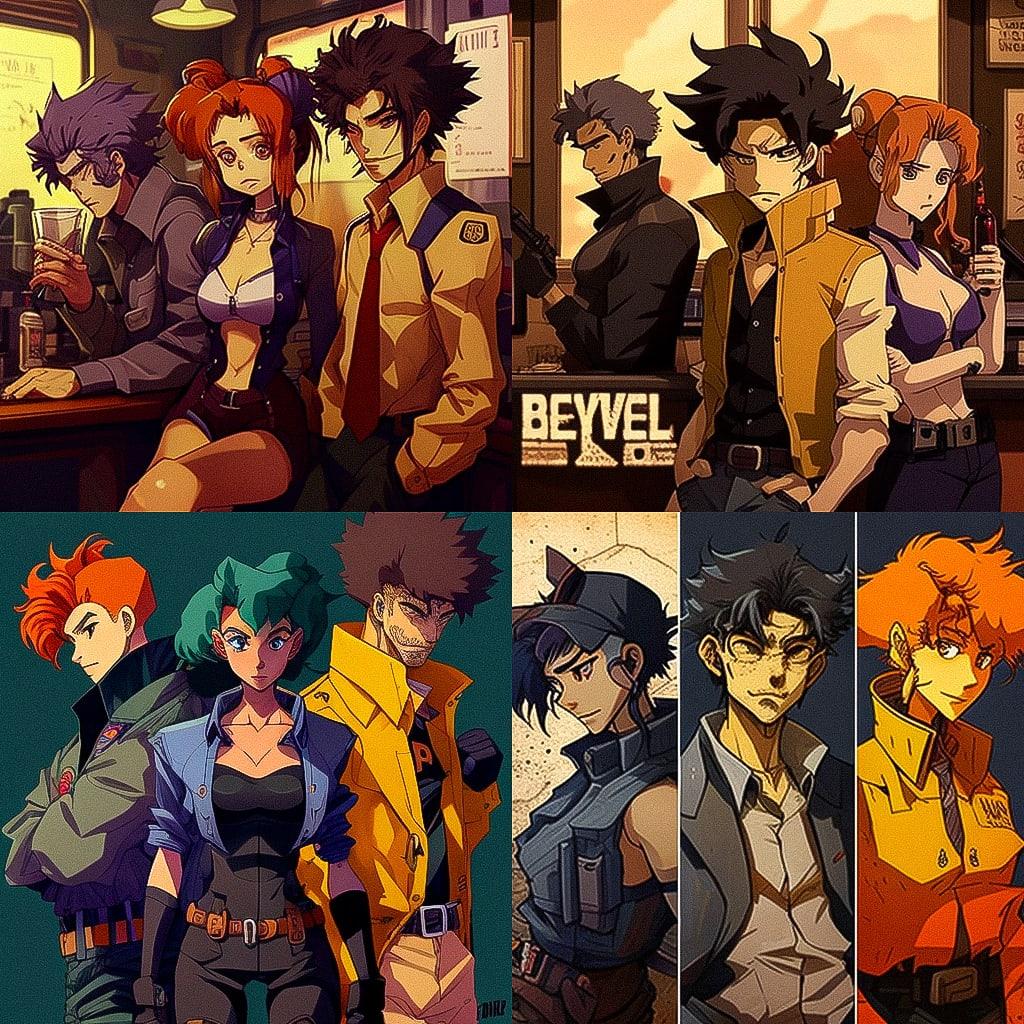 Cowboy Bebop style, Midjourney V4, render 1 of 4
