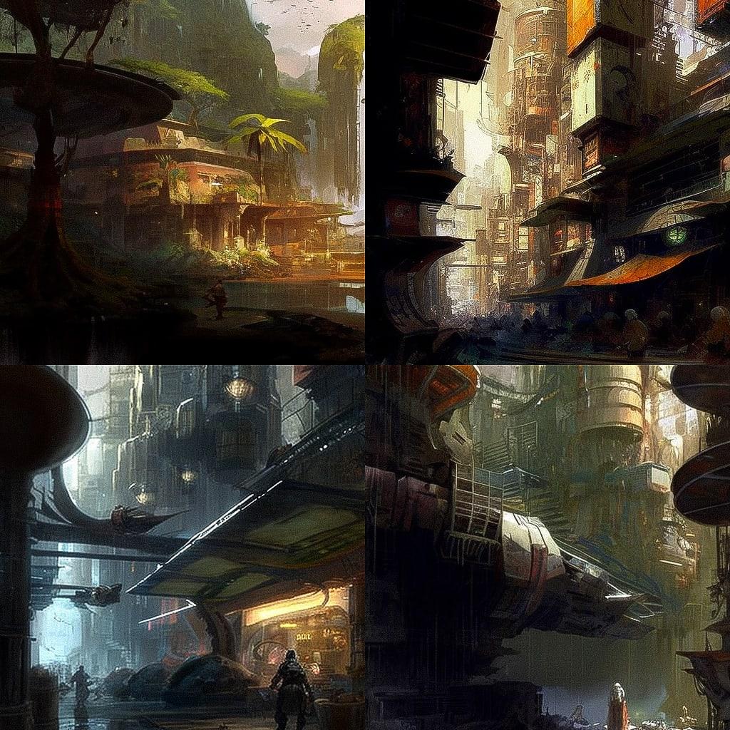 Craig Mullins style, Midjourney V4, render 1 of 4