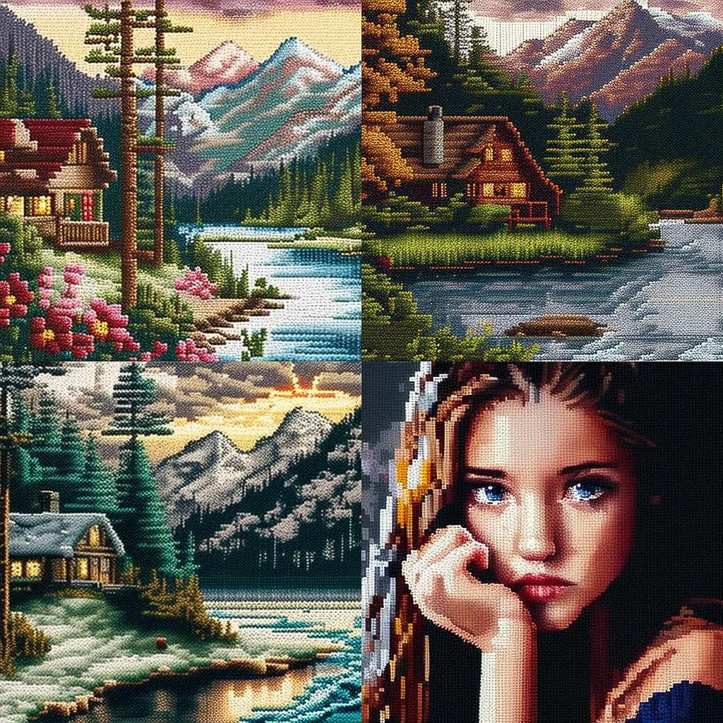 Cross-stitching style, Midjourney V4, render 1 of 4