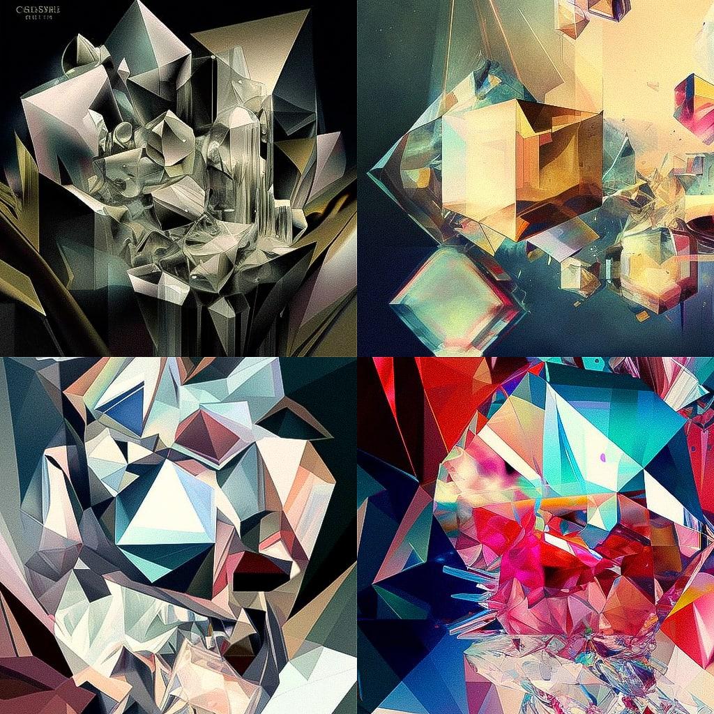 Crystal Cubism style, Midjourney V4, render 1 of 4