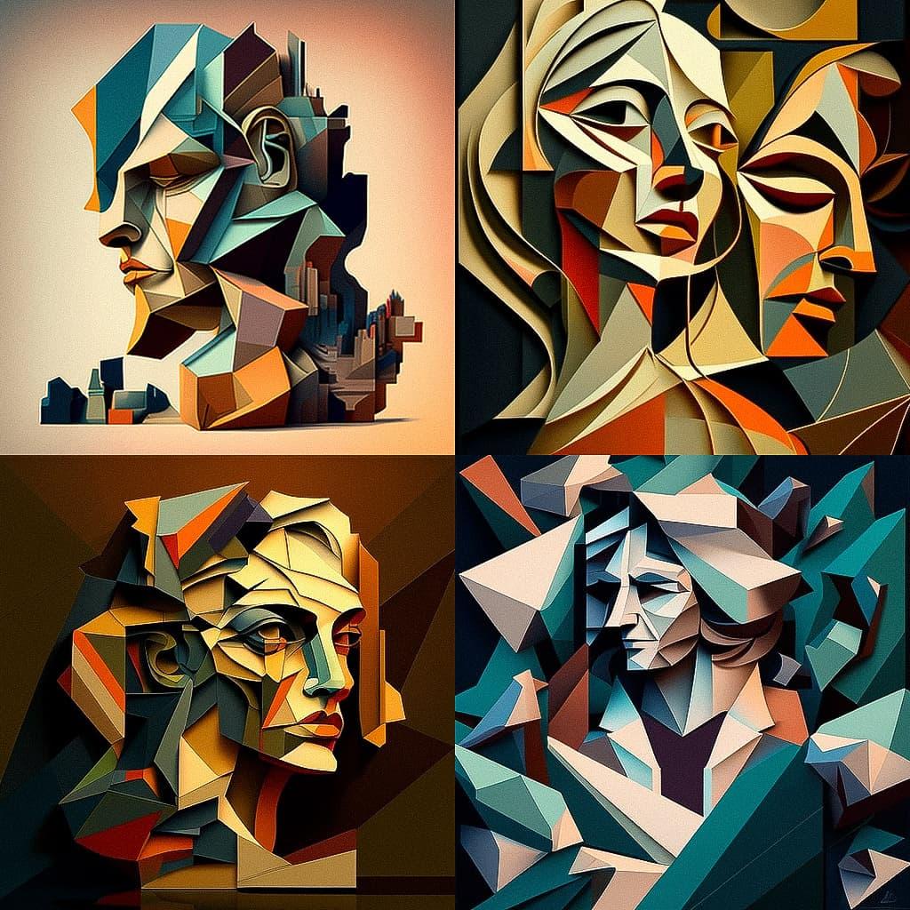 Cubism style, Midjourney V4, render 1 of 4