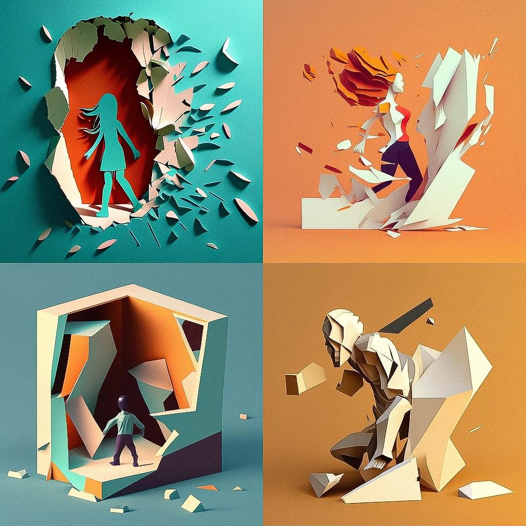 Cutout animation style, Midjourney V4, render 1 of 4