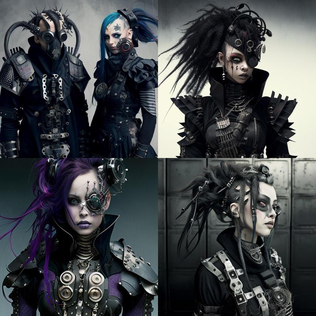 Cybergoth fashion style, Midjourney V4, render 1 of 4