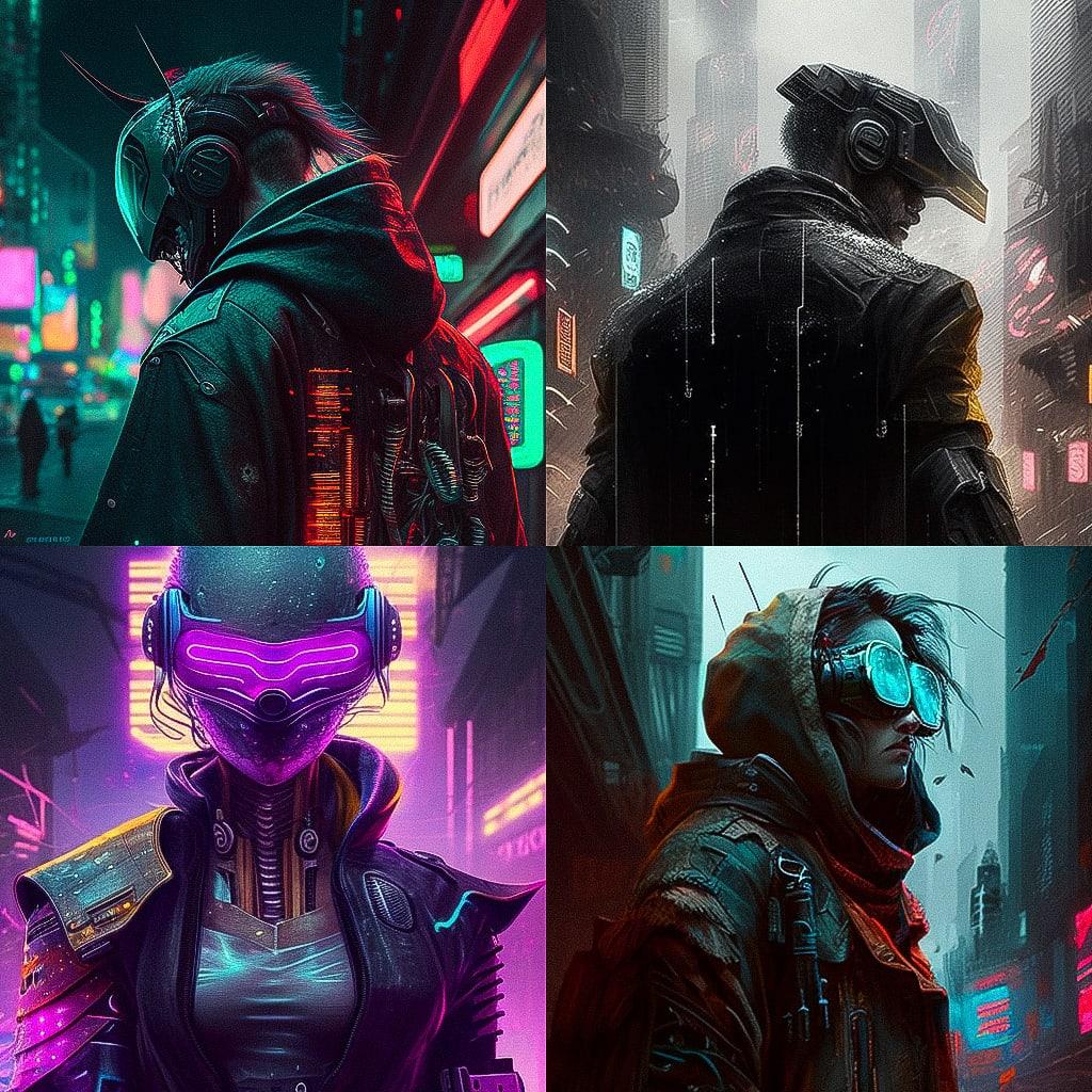 Cyberpunk style, Midjourney V4, render 1 of 4