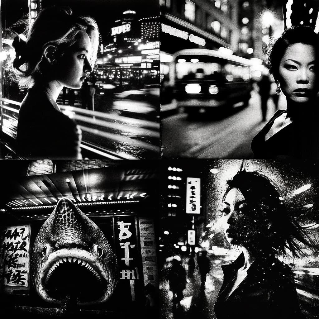 Daido Moriyama style, Midjourney V4, render 1 of 4