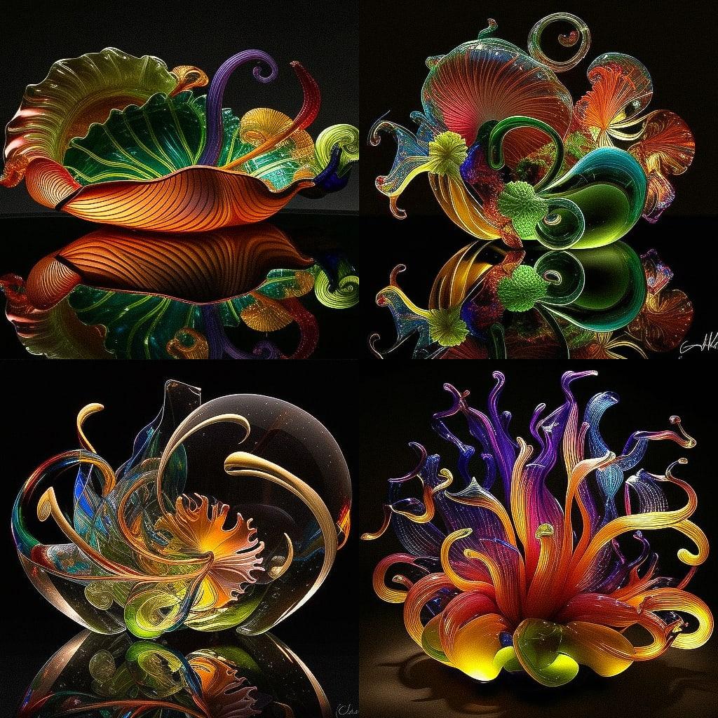 Dale Chihuly style, Midjourney V4, render 1 of 4